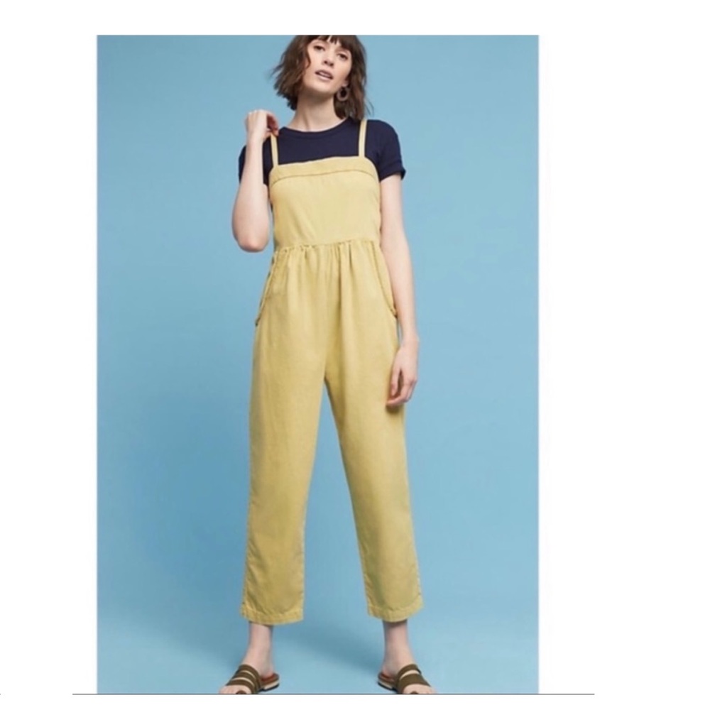 Anthropologie Equinox Postmark Yellow Jumpsuit Size  Medium